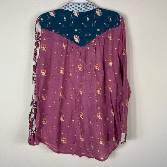 Sundance Abigale Patchwork Pearl Snap Floral Shirt Size Large - Picture 8 of 8